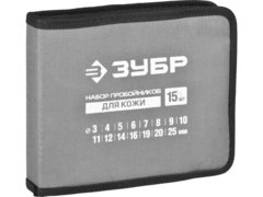 ЗУБР для кожи, 3 - 25 мм, 15 шт, набор пробойников (22949-H15)