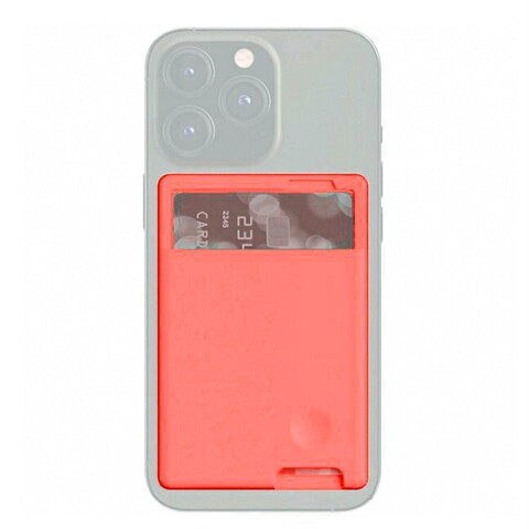 Силиконовый чехол для пластиковых карт / Картхолдер - кошелек на телефон Universal Wallet самоклеящийся универсальный (Светло-розовый)