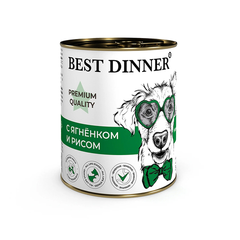Влажный корм Best Dinner Premium Меню с ягненком и рисом для собак и щенков, 340 г
