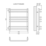 Полотенцесушитель электрический Lemark Luna LM41607E П7 500x600, левый/правый