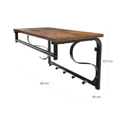 Вешалка настенная 30х60х31.7 см, Vasagle, Лофт, LCR11BX, корич-черн