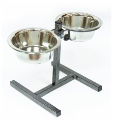 Зооник подставка для миски квадратная+металлические миски 0,35л