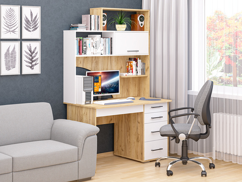 Компьютерный стол СК-56 крафт золотой / белый