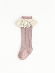 Гольфы с кружевом, Пудровый