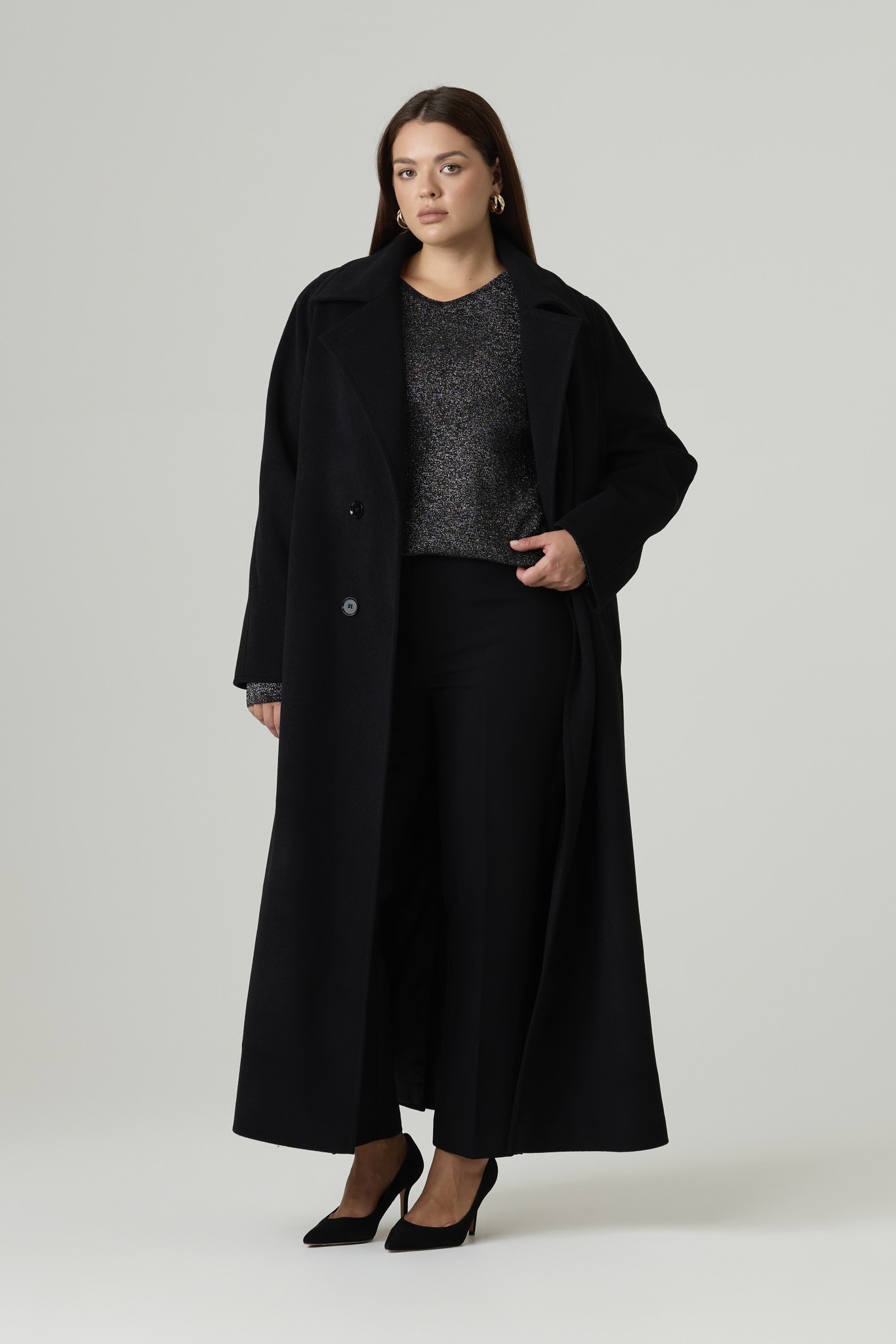 Джемпер вязаный с люрексом, черный