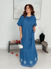 Радонька. Платье льняное макси с вышивкой в этностиле PL-422571