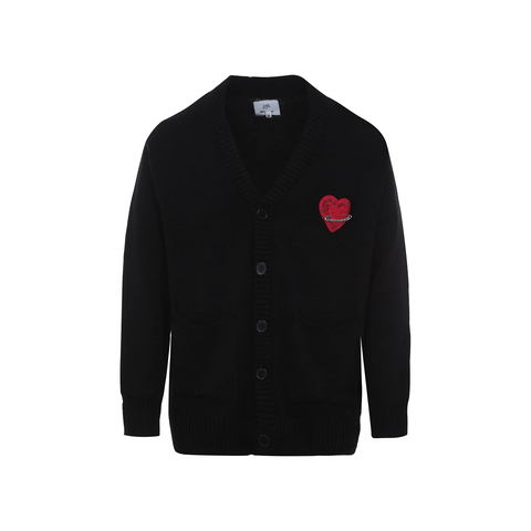 Pinned heart cardigan Black