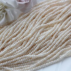 Жемчуг натуральный речной, приплюснутый, 3,6-3,4 мм на 2,4-2,2 мм, 1 нить, Ж001