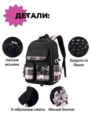 Картинка рюкзак школьный Skully 3291 Black - 4