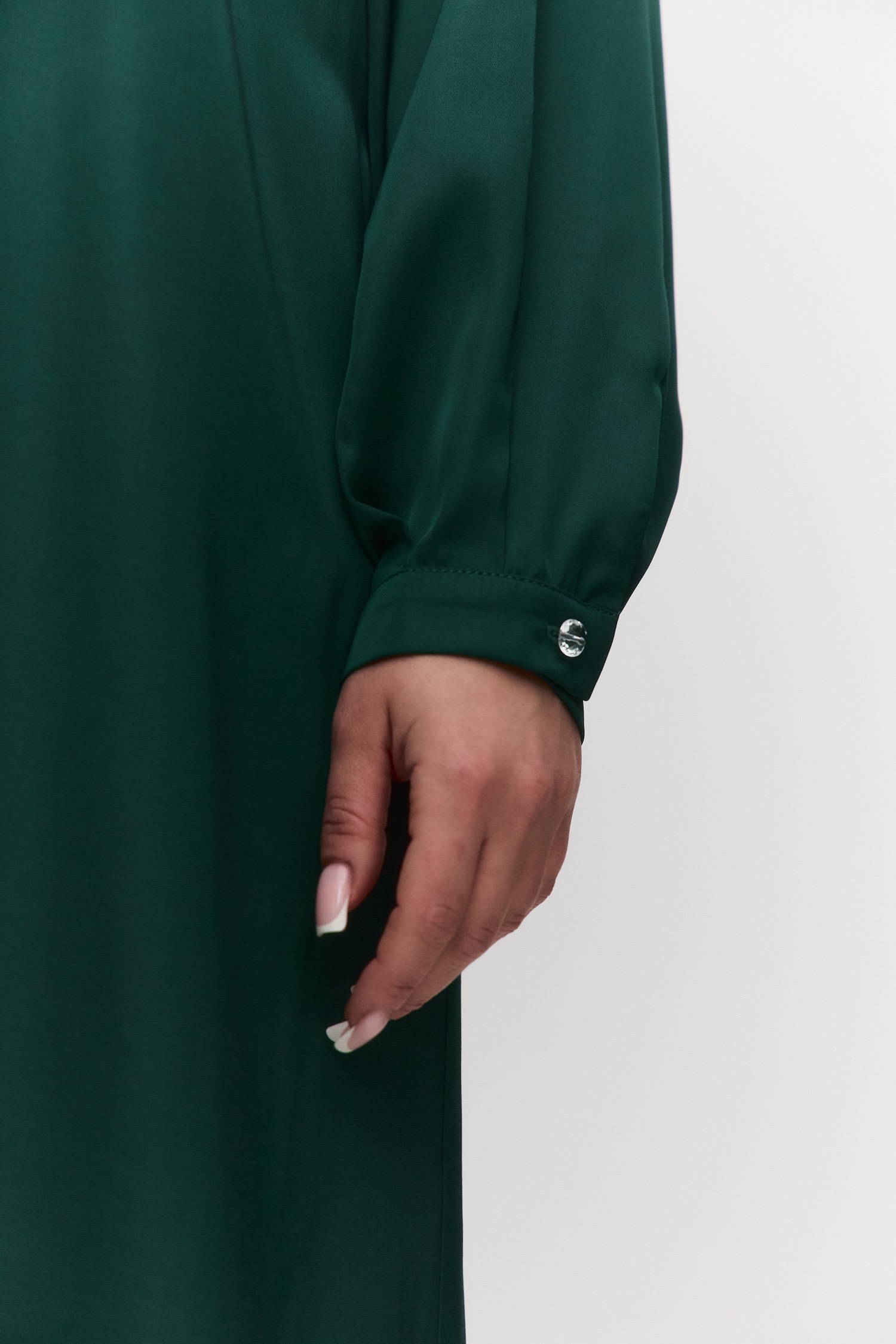 Платье-туника из атласа, зеленый