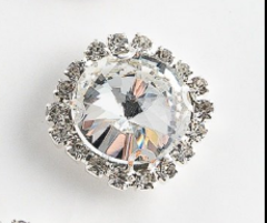 Стразы пришивные стекло в оправе "Круг", d 18 мм, в серебре прозрачный