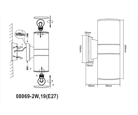 Уличный настенный светильник Kink Light Авели 08069-2W,19(E27)