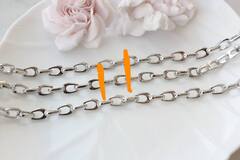 Цепочка с двойным звеном 20*8 мм, родий, 50 см, А044