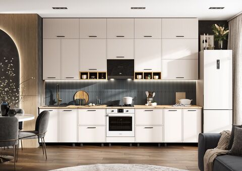 Кухня Бьянка 3,4/1350м (с элементами Люкс класса) (Кашемир, Дуб Крафт (Дуб вотан)///)