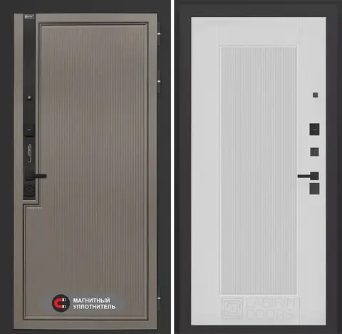 Входная дверь в квартиру Лабиринт с повышенной шумоизоляцией Лаб про 1 Велютто кофе 30 Белый софт рельеф