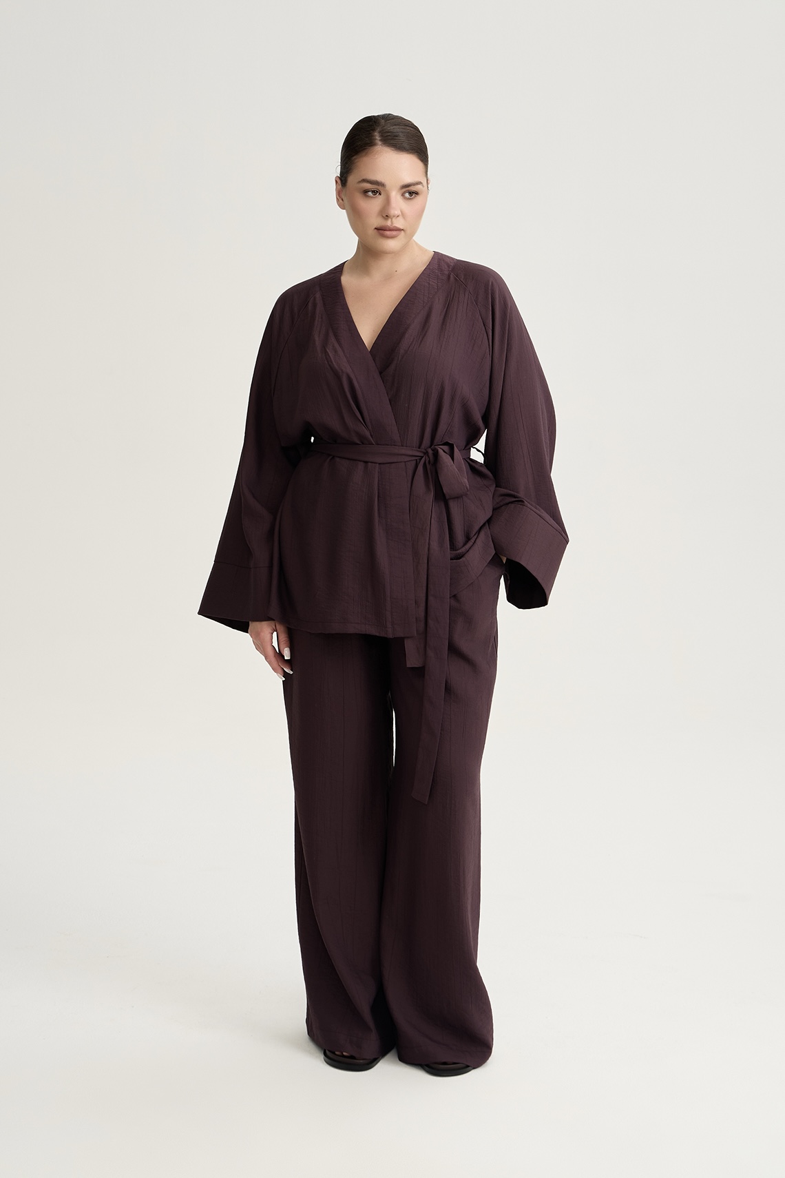 Кимоно из жатой вискозы, трюфель