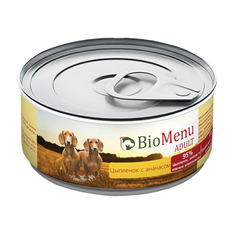 BioMenu Консервы для собак с цыпленком и ананасом