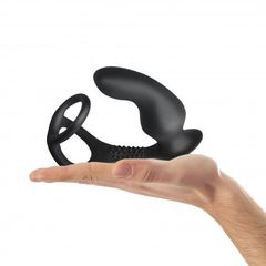 Чёрная анальная пробка с эрекционным кольцом RO-Zen Pro - 