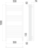Полотенцесушитель Terminus Енисей П12 500х1000 электро