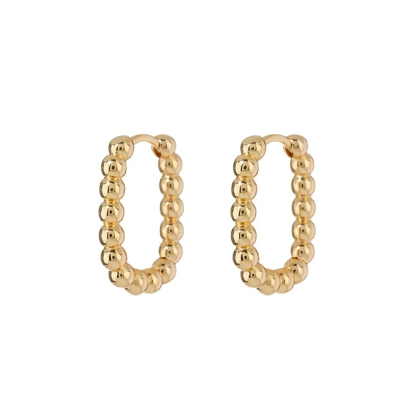 Beaded Chain Link Huggies - Gold