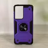 Противоударный чехол Strong Armour Case с кольцом для Samsung Galaxy S21 Ultra (Фиолетовый)