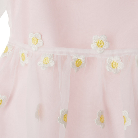 Платье Stella McCartney Kids Daisy Embroidery Puff Sleeves