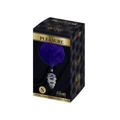 Анальная пробка Metal Anal Fluffly Twist Plug S с фиолетовым хвостиком - 