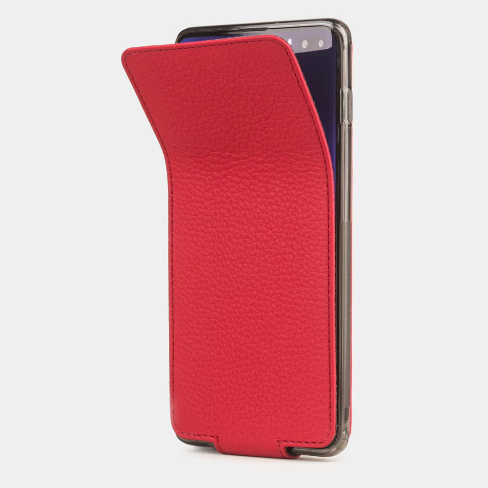 Чехол для Samsung Galaxy S10 Plus из натуральной кожи теленка, красного цвета