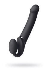 Черный безремневой вибрострапон Vibrating Bendable Strap-On L - 