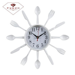 Часы 21 Bek настенные  3313-333  вилки-ложки d=33см, корпус белый "Классика" "Рубин"