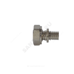 Соединитель для PE-X труб аксиальный латунь никель Дн 16х3/4" под евроконус с накидной гайкой RAUTITAN Rehau 11691751001