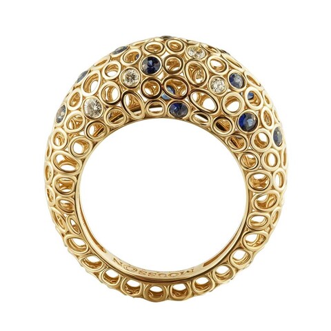 Кольцо с сапфирами и бриллиантами, R0023-3/10