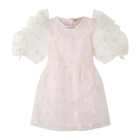 Платье Stella McCartney Kids Daisy Embroidery Puff Sleeves