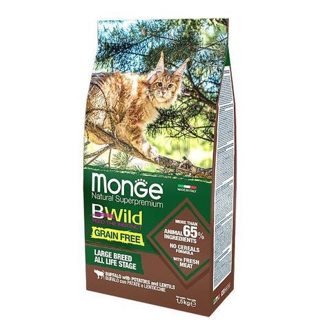 Monge PFB Cat BWild GRAIN FREE беззерновой корм из мяса буйвола для крупных кошек 10кг