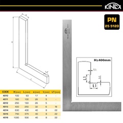 Угольник поверочный 630х400мм (УП- плоский) PN255120 Kinex 4014 (В)