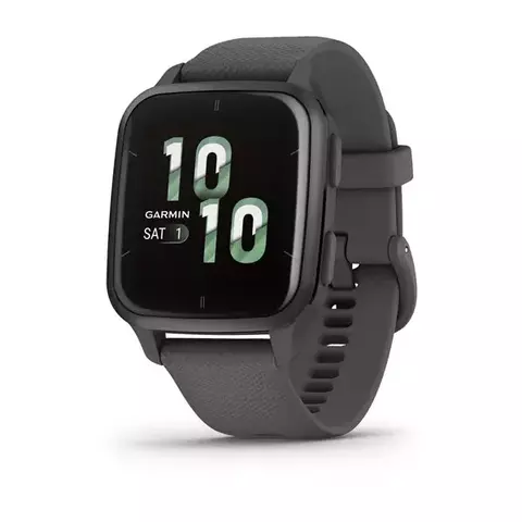 Garmin Venu Sq 2 - Slate Aluminum Bezel with Shadow Gray Case and Silicone Band