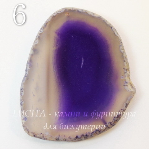 Подвеска Срез Агата (тониров), цвет - чернильный, 63-72 мм (№6 (71х59 мм))