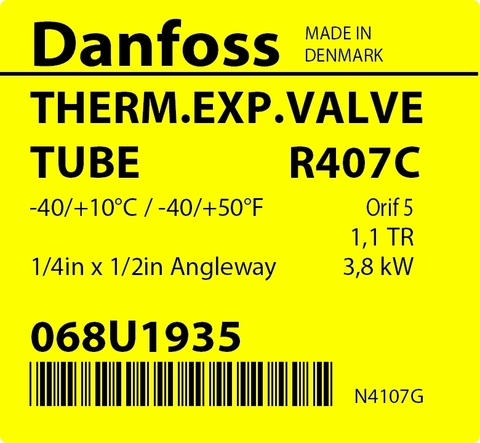 Терморегулирующий клапан Danfoss TUBE 068U1935 (R407C, без МОР) угловой