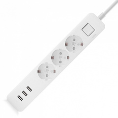 Удлинитель Xiaomi Mi Power Strip 3 (XMCXB04QM), белый, 3 розетки, 1.4 м, 16А / 3680 Вт