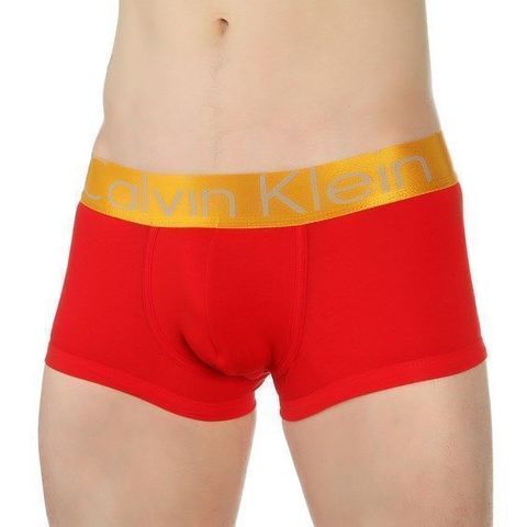 Мужские трусы боксеры красные с золотистой резинкой Calvin Klein Boxer