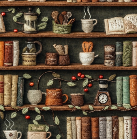 ПРЕДЗАКАЗ, ВЯЗАНЫЕ ПОЛКИ, КОФЕ И КНИГИ, 100% хлопок