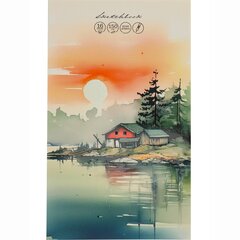 
          Скетчбук-гормошка А5, 16л., "На берегу реки", 150 г/м2, Проф-Пресс, без скрепления(складной), ламинирав. картон, матовая ламинация, выб. лак, офсет