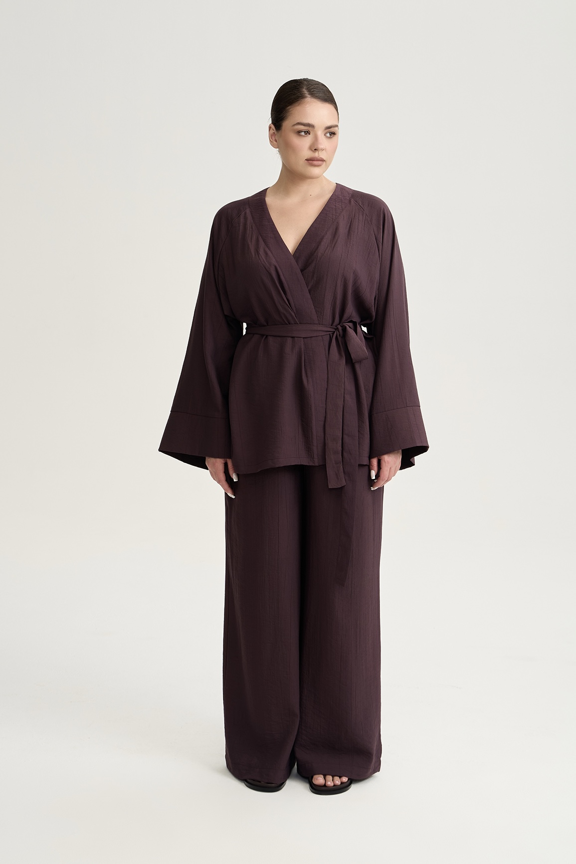 Кимоно из жатой вискозы, трюфель