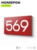 Номер на дверь 569, табличка на дверь для офиса, квартиры, кабинета, аудитории, склада, красная 120х70 мм, Айдентика Технолоджи
