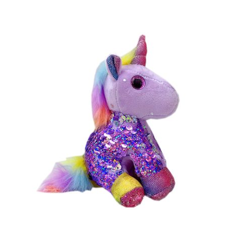 Брелок Единорог с пайетками фиолетовый 13 см