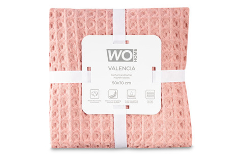 Набор полотенец кухонных Wo Home Valencia 50х70см 3шт белый/желтый/розовый