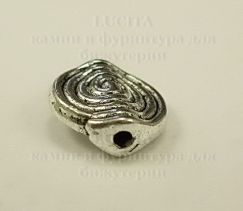 Бусина металлическая "Спираль" (цвет - античное серебро) 12х11 мм ()