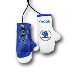 Перчатки боксерские комбинированные "Škoda", белые с синим