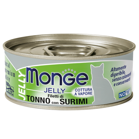 Monge jelly Adult cat консервы для взрослых кошек с желтоперым тунцом и сурими 80 г