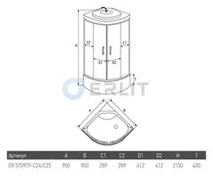 ДУШЕВАЯ КАБИНА ERLIT ER5709TP-C25 90x90x215 ВЫСОКИЙ ПОДДОН